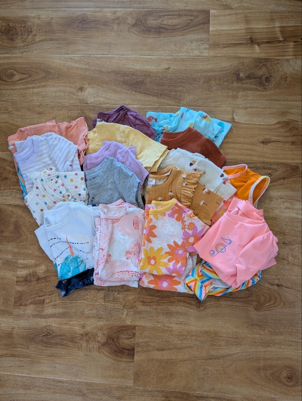 Bundle Of Summer Girl Toddler Clothes 3T Lot Of 16 Tops, PJs, Swimsuits, Dress